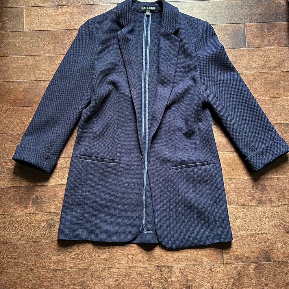 Express Columnist Open Front Boyfriend Blazer Nav… - image 2